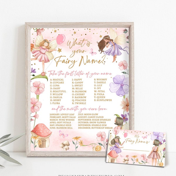 What Is your Fairy Name Fairy Birthday Game Fairy Forest Party Activity Fairy Tea Party Game Floral Whimsical Template Printable Corjl 0406