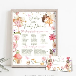 What Is your Fairy Name Fairy Birthday Game Fairy Forest Party Activity Fairy Tea Party Game Floral Whimsical Template Printable Corjl 0406