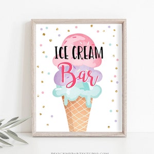 Ice Cream Bar Sign Ice Cream Social Birthday Ice Cream Party Sign Ice Cream Table Sign Pink Mint Purple Instant Download PRINTABLE 0243