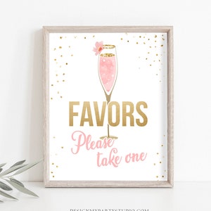 Favors Sign Brunch and Bubbly Bridal Shower Blush Pink Champagne Gold Confetti Favors Table Thank You Sign Instant Download Printable 0150