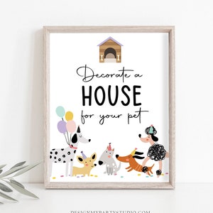 Decorate a Pet House Sign Puppy Birthday Sign Table Decor Dog Birthday Party Pink Girl Sign Puppy House Pawty Decor Download RINTABLE 0429