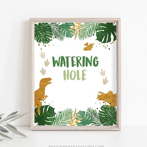 Watering Hole Birthday Sign Drink Table Decor Dinosaur Birthday Dino Party Boy Prehistoric T-Rex Table Sign Instant Download PRINTABLE 0146