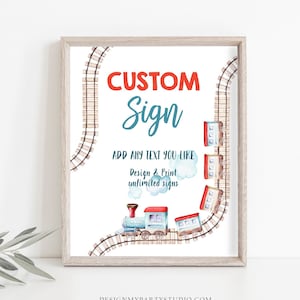 Editable Custom Sign Train Birthday Sign Boy Chugga Chugga Two Two Decor Choo Choo Train Party Sign Decoration 8x10 Download PRINTABLE 0149