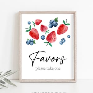 Berry First Birthday Party Sign Favors Sign Strawberry Blueberry Berry Sweet Farmers Market Favors Sign Girl Treats Download Printable 0399