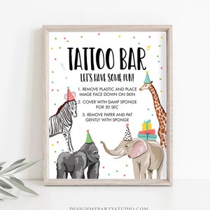 Party Animals Birthday Sign Party Animals Decor Tattoo Bar Sign Safari Birthday Wild One Animals Table Sign Zoo Party Jungle PRINTABLE 0142