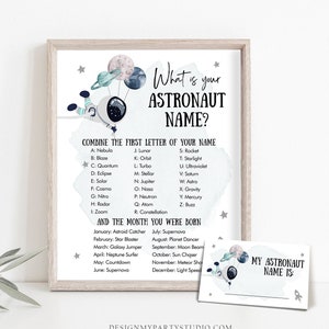 Editable What Is your Astronaut Name Game Outer Space Birthday Game Galaxy Birthday Party Activity Boy Rocket Template Printable Corjl 0366