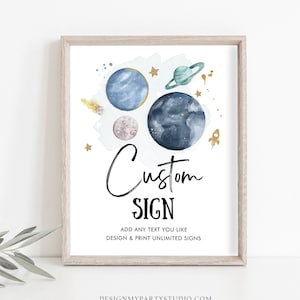 Editable Custom Sign Space Birthday Sign Galaxy Birthday Outer Space Party Decor Boy Astronaut Planets 8x10 Download PRINTABLE Corjl 0357