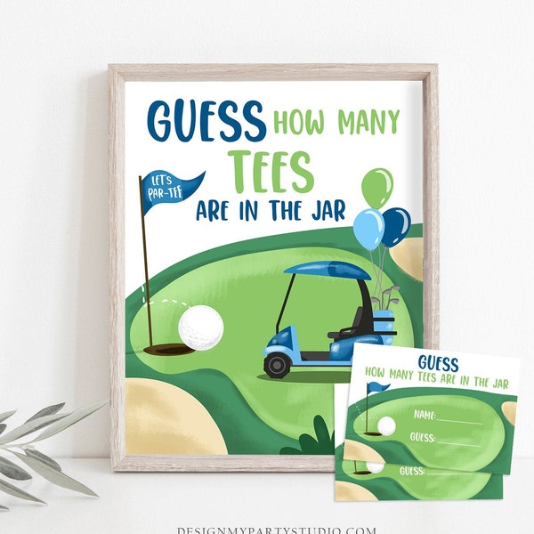 Golf Birthday Game Guess How Many Tees Are in the Jar Hole in One Par-tee Boy Golfing Activity Birthday Instant Download Printable 0405