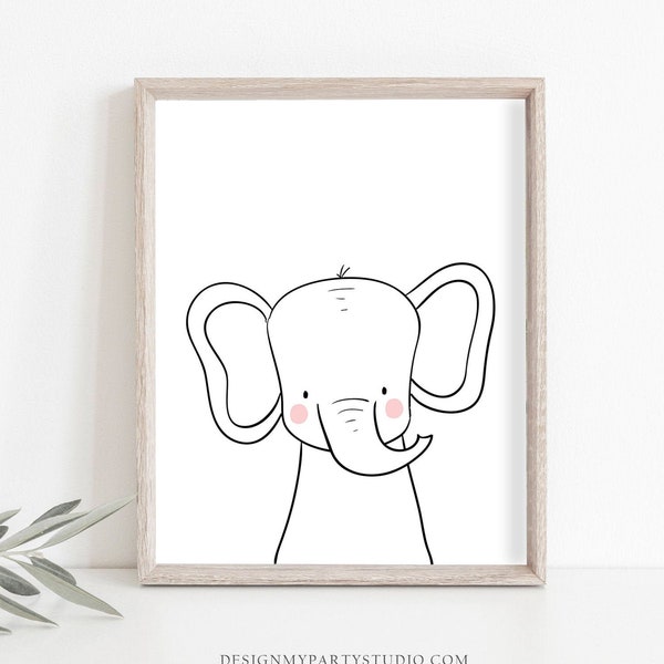 Elephant Nursery Art Elephant art Elephant nursery decor Print Modern nursery Kids Jungle Zoo Safari Baby room Black white PRINTABLE 0039