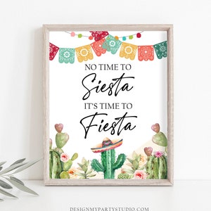 No Time to Siesta It's time to Fiesta Sign Bridal Shower Fiesta Baby Shower Decor Cactus Succulent Sign 8x10 Instant Download PRINTABLE 0404