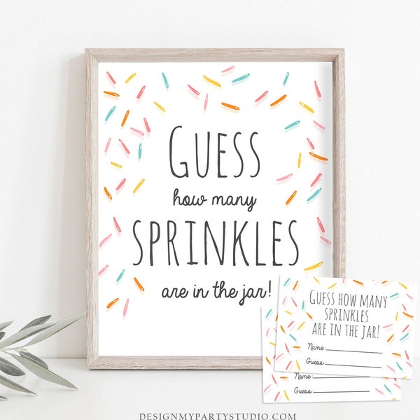 Game Guess How Many Sprinkles Are in the Jar Sprinkle Baby Shower Guessing Game Activity Sweet Candy Rainbow Instant Download Printable 0216