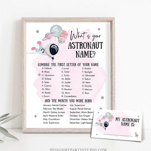 Editable What Is your Astronaut Name Game Outer Space Birthday Game Galaxy Birthday Party Activity Boy Rocket Template Printable Corjl 0366
