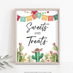 Sweets and Treats Sign Fiesta Bridal Shower Baby Shower Decor Cactus Dessert Table Sweets Sign Snacks Favors Instant Download PRINTABLE 0404