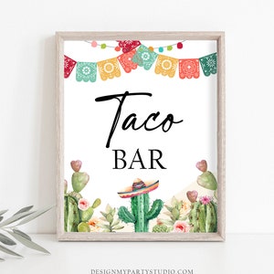 Fiesta Taco Bar Sign Fiesta Theme Bridal Shower Baby Shower Decor Cactus Succulent Table Taco Sign Desert 8x10 Download PRINTABLE 0404