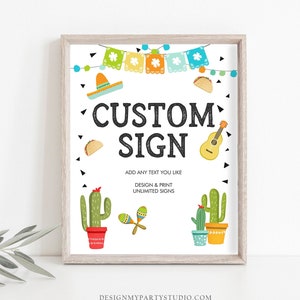 Editable Custom Sign Fiesta Cactus Sign Fiesta Decor Succulent Table Sign Shower Decor Mexican Boy Corjl Template Printable 8x10 0161