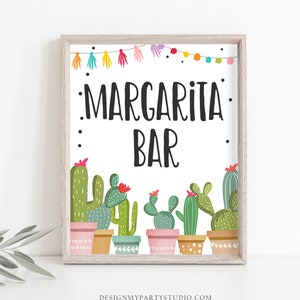 Margarita Bar Sign Fiesta Margarita Sign Fiesta Bridal Shower Cactus Baby shower Succulent Bar Sign 8x10 Instant Download PRINTABLE 0254