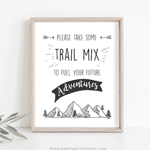 Trail Mix Sign Table Sign Wild One Lumberjack Adventure Mountains Outdoor First Birthday Sign Party Decor Instant Download Printable 0083