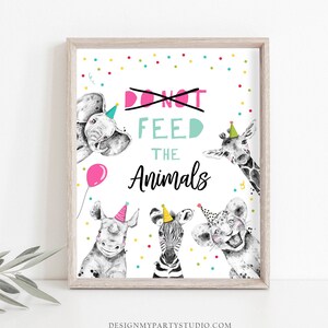 Dont Feed The Animals Verjaardagsbord Feestbeesten Decor Safari Verjaardag Wilde Dieren Meisje Tafelbord Zoo Party Jungle Afdrukbare 0390