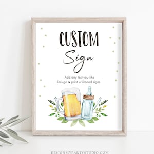 Letrero personalizado editable "Bebé está preparando cerveza", decoración para baby shower, letrero de mesa, cervezas y botellas, descarga la plantilla Corjl imprimible de 8 x 10 pulgadas, 0190