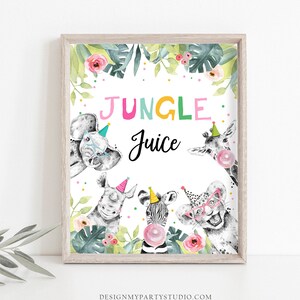 Jungle Juice Sign Drinks Table Decor Safari Animals Birthday Wild One Animals Girl Party Animals Table Sign Zoo Party Jungle PRINTABLE 0322