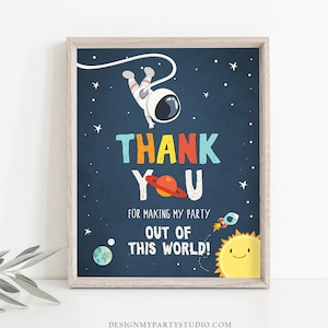 Thank You Space Party Sign Outer Space Birthday Sign Astronaut Party Favor Table Decor Boy Thank You Sign Rocket Digital Printable 0046
