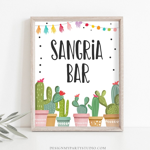 Sangria Bar Sign Fiesta Sangria Sign Fiesta Bridal Shower Cactus Sangria Bar Succulent Bar Sign 8x10 Instant Download PRINTABLE 0254