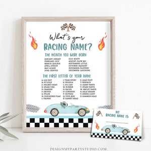 What Is your Racing Name Game Growing Up Two Fast Birthday Game Race Car Party Activity Boy 2nd Fast One Template Printable Corjl 0424