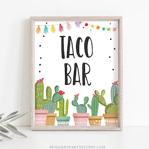 Fiesta Taco Bar Sign Fiesta Theme Bridal Shower Baby Shower Decor Cactus Succulent Table Taco Sign 8x10 Instant Download PRINTABLE 0254
