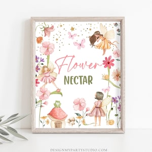 Drinks Sign Fairy Birthday Sign Drink Table Decor Drinks Labels Flower Nectar Fairy Garden Tea Party Table Sign Decorations PRINTABLE 0406