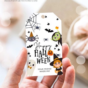 Editable Happy Halloween Gift Tags Trick Or Treat Favor Tags Ghost Treat Tag Personalized Download Printable Template Corjl 0261 0009