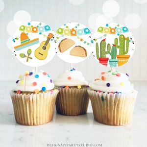 Fiesta Cupcake Toppers Taco Bout Love Fiesta Birthday Party Decoration Fiesta Mexican Baby Shower Cactus Download Digital PRINTABLE 0161