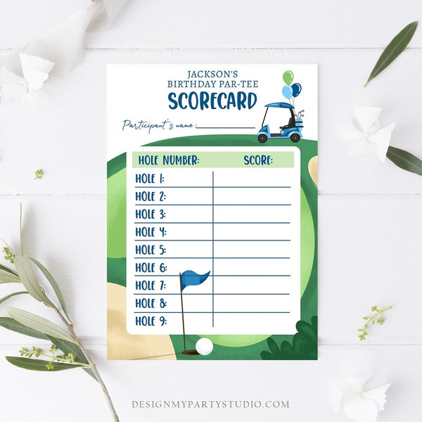 Editable Golf Score Card Birthday Par-tee Game Golfing Boy Golf Baby Shower Activity Cards Download Printable Template Digital Corjl 0405