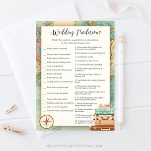 Editable Wedding Traditions Bridal Shower Game Travel Guessing Game Wedding Shower Activity Game Adventure Corjl Template Printable 0044