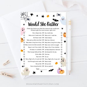 Editable Would She Rather Baby Shower Game Little Boo Baby Shower Halloween Baby Shower Activity Ghost Guess Corjl Template Printable 0418