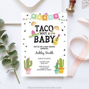 Editable Taco Bout a Baby Shower Invitation Cactus Mexican Fiesta Baby Shower Taco Sombrero Download Printable Invite Template Corjl 0161