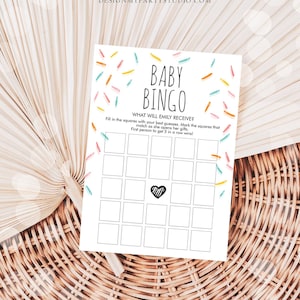 Editable Baby Bingo Game Baby Sprinkle Shower Game Baby Coed Sprinkles Activity Neutral Instant Download Corjl Template Printable 0216