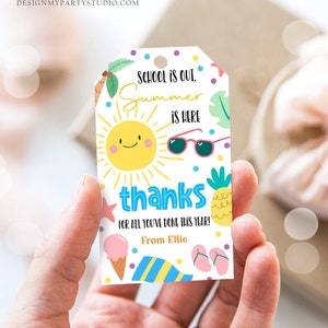 Editable Teacher Appreciation Gift Tags Sunshine Thank You Tag School is Out Summer is Here End of Year Tag Digital Template Printable 0464