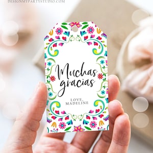 Editable Floral Fiesta Favor Tags Fiesta Thank You Tags Mexican Muchas Gracias Fiesta Bridal Shower Shower Digital Template Printable 0466