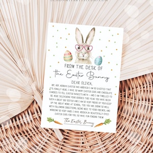 Editable Easter Bunny Letter Return Letter From The Desk Of Easter Letter Kids Easter Bunny Note Personalized Printable Template 0449