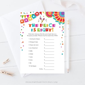 Editable The Price is Right Game Fiesta Baby Shower Cactus Mexican Shower Game Baby Coed Sprinkle Download Corjl Template Printable 0045