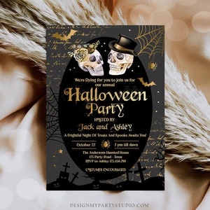 Editable Costumes And Cocktails Halloween Party Invitation Adult Halloween Party Boos or Brews Vintage Gothic Party Download Corjl 0472 0009