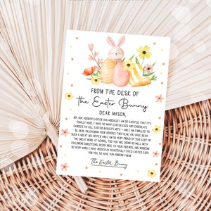 Editable Easter Bunny Letter Return Letter From The Desk Of Easter Letter Kids Easter Bunny Note Personalized Printable Template 0449