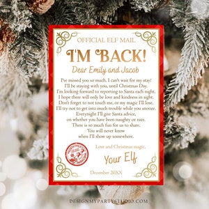 Carta de llegada de elfo editable Carta de regreso Elfo de Navidad Elfo de regreso Elfo de bienvenida Carta de elfo de Navidad de tu elfo Plantilla imprimible 0497