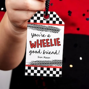 Bearbeitbare Auto Themen Valentinstag Geschenkanhänger Wheelie Guter Freund Valentinstag Karte Jungen Favor Klassenzimmer Schule Digitaler Download Printable 0370