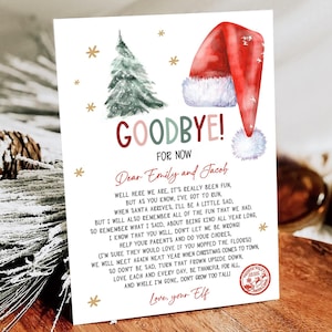Carta de despedida de elfo editable Carta de despedida de Navidad de tu elfo Carta de elfo de Navidad Poema de Papá Noel Plantilla imprimible 0444