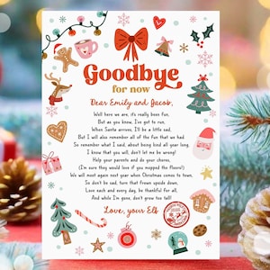 Editable Elf Goodbye Letter Departure Letter Christmas Goodbye from Your Elf Christmas Elf Santa Claus Poem Digital Template Printable 0529