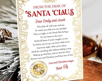 Editable From the Desk of Santa Claus First Time Elf Arrival Letter Return Letter Christmas Elf I'm Back Digital Template Printable 0523