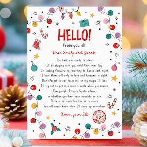 Editable Hello From Your Elf Arrival Letter Return Letter Christmas Elf I&#39;m Back Elf Welcome Elf Digital Download Template Printable 0521