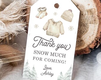 Editable Winter Baby Clothes Baby Shower Favor Tag Baby It's Cold Outside Christmas Watercolor Digital Download Template Printable 0491