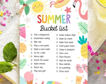 Editable Summer Bucket List Countdown Summer Activity List Family Planner Checklist Summer Break Instant Digital Download Printable 0549